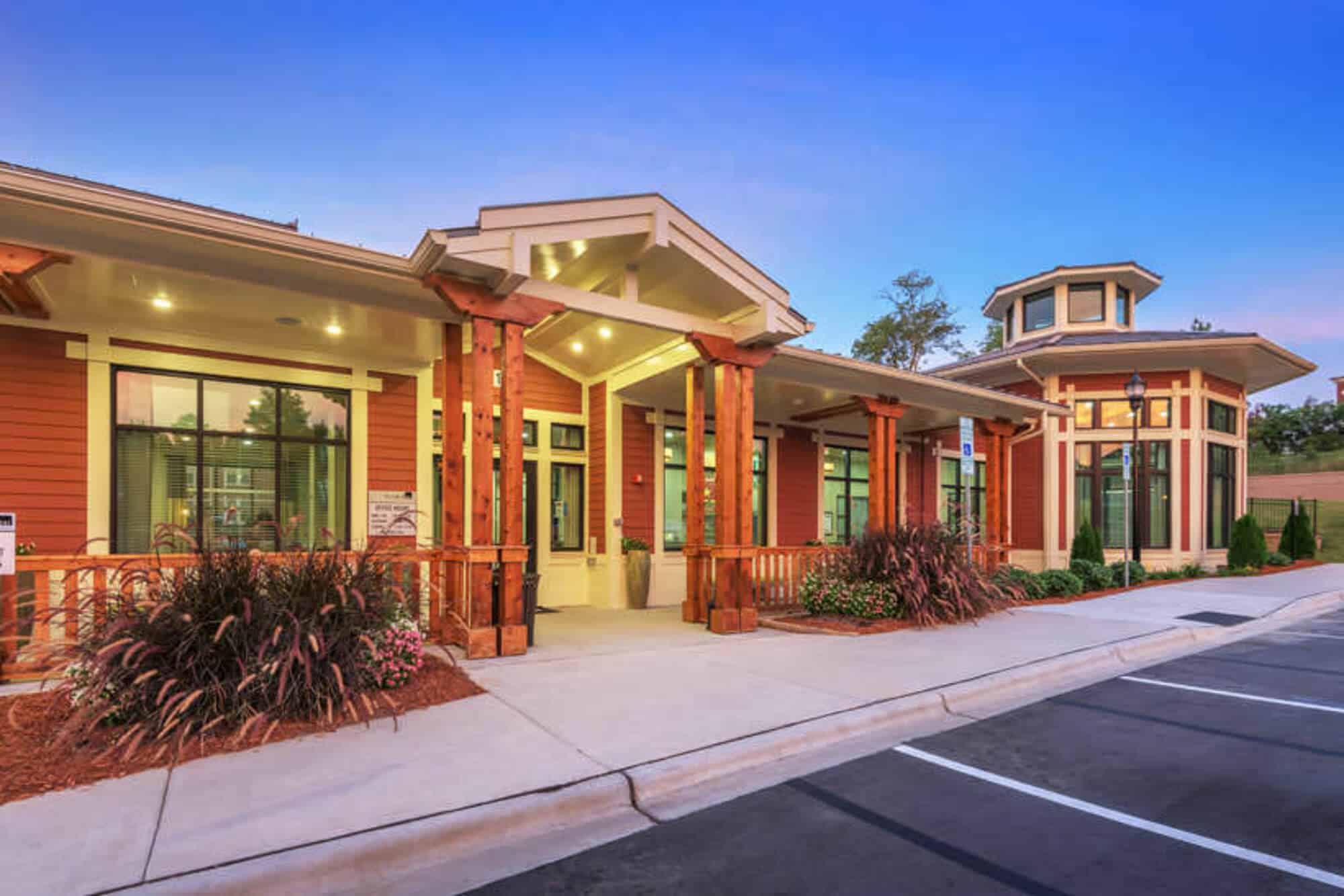 millenium one off campus apartments near the university of north carolina charlotte unc charlotte uncc resident clubhouse leasing office exterior main entrance